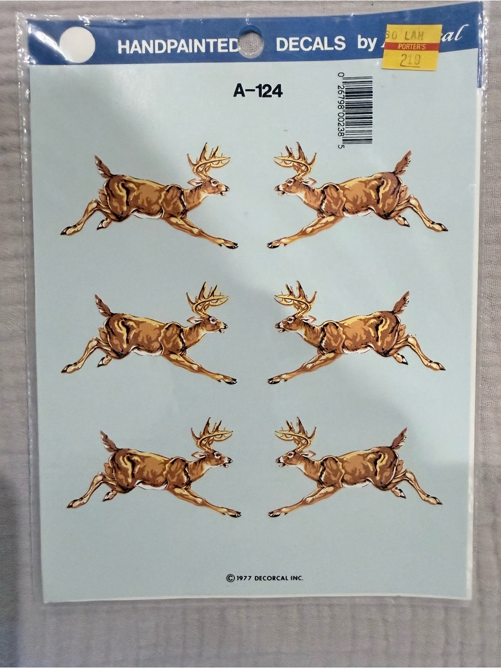 Vintage 1977 Decorcal Water Slide Decals Wildlife Leaping Deer Buck A-124 Seale